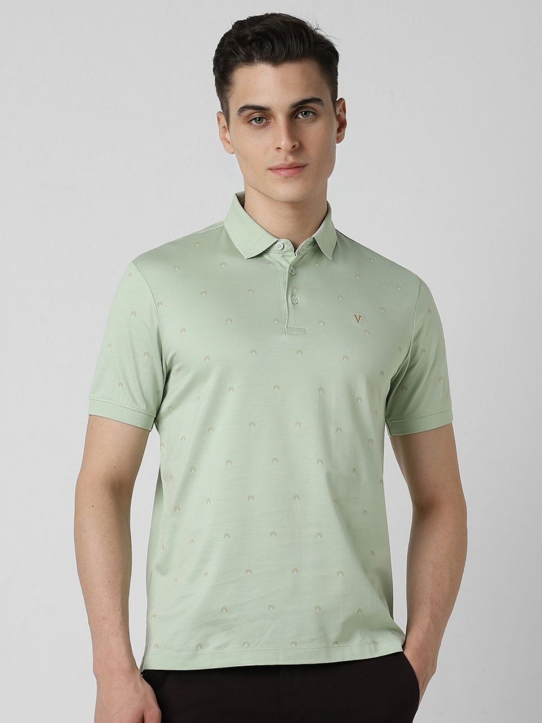 

Van Heusen Men Conversational Printed Polo Collar Cotton T-shirt, Green