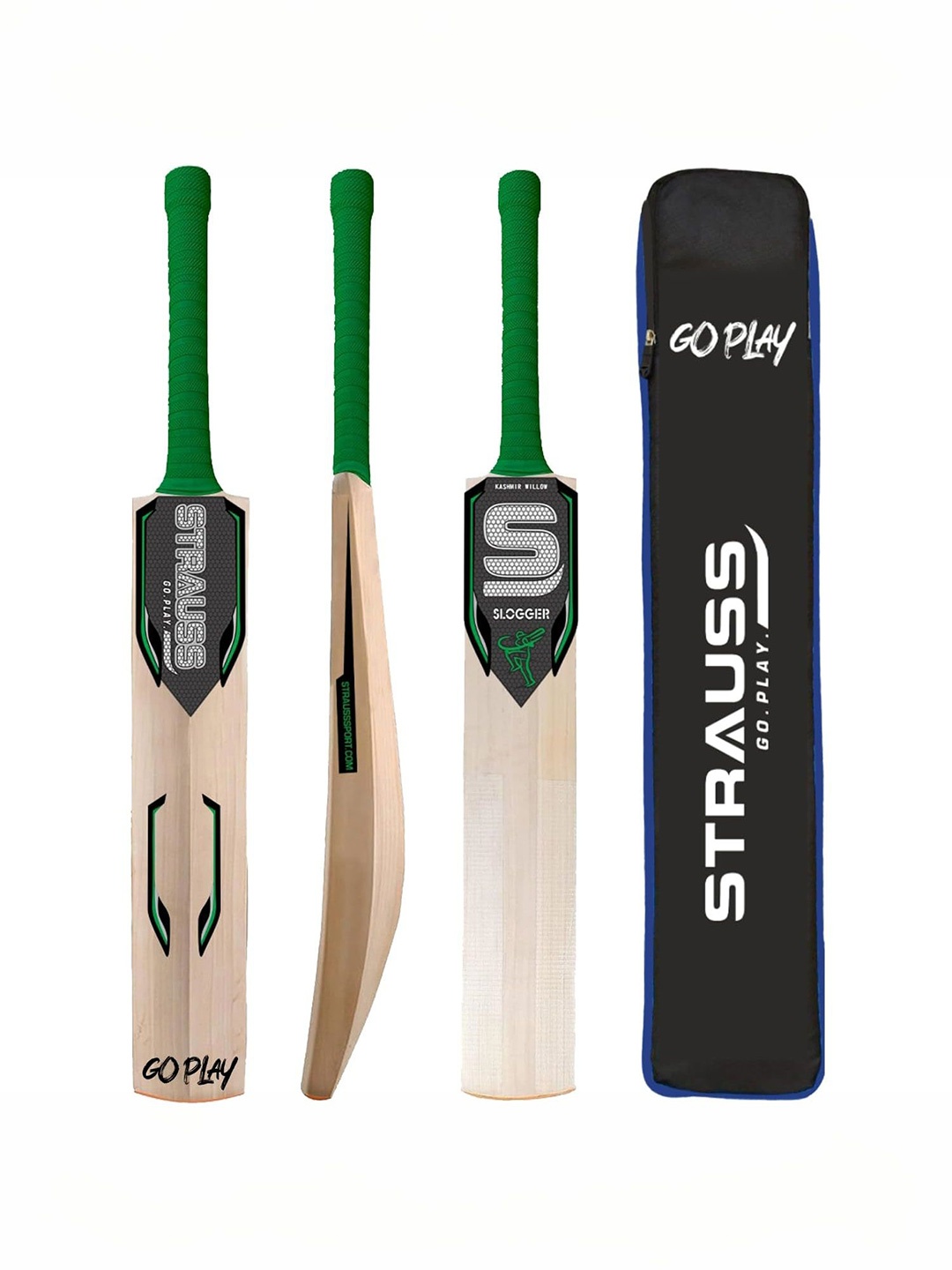 

STRAUSS Printed Willow Wood Cricket Bat, Green