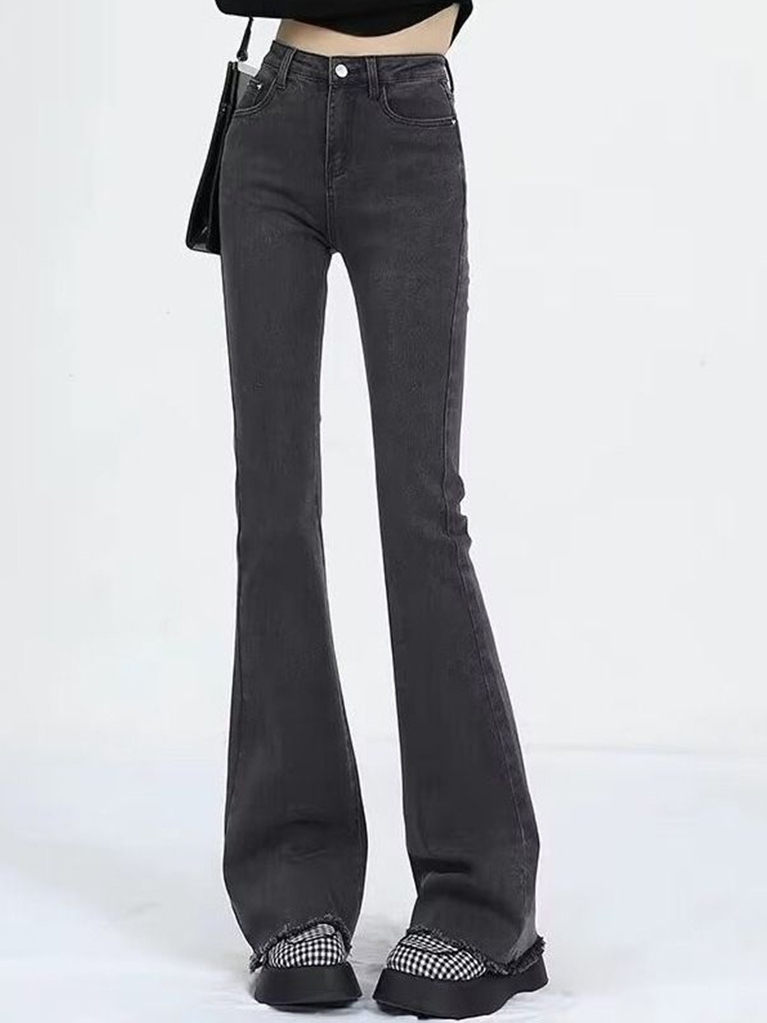 

StyleCast Women Flared High-Rise Cotton Jeans, Black
