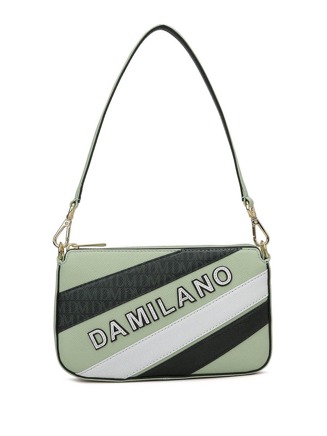 

Da Milano Textured Leather Bowling Satchel with Applique, Green