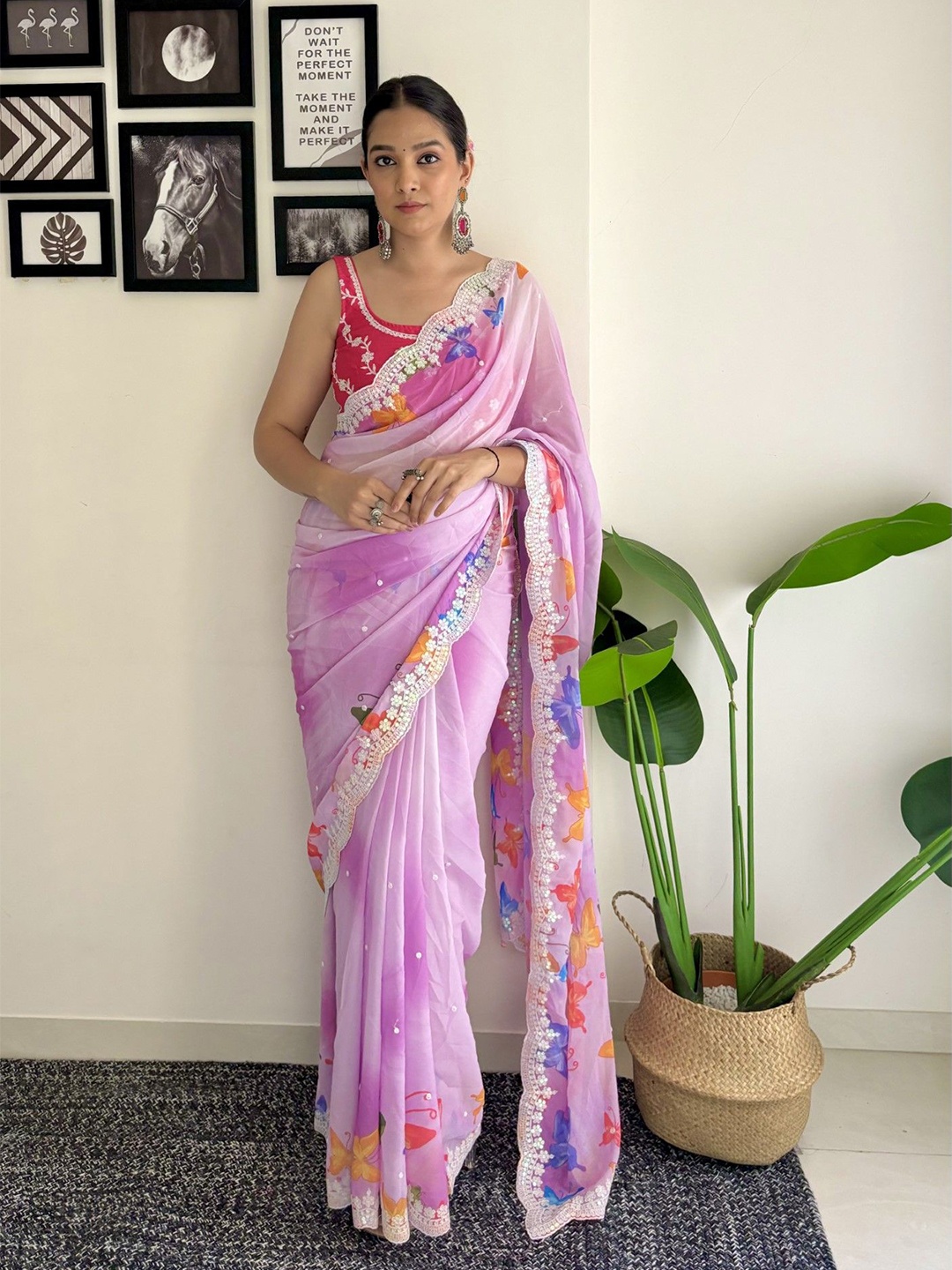

LeeliPeeri Designer Floral Embroidered Saree, Pink