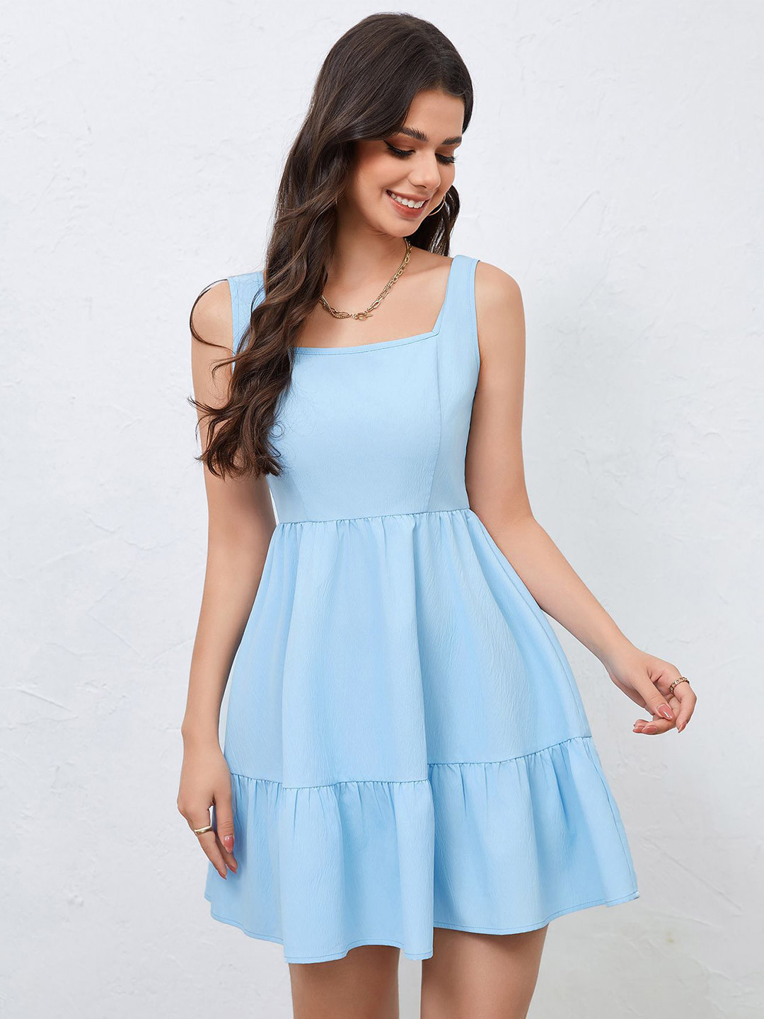 

StyleCast Solid Fit & Flare Mini Dress, Blue