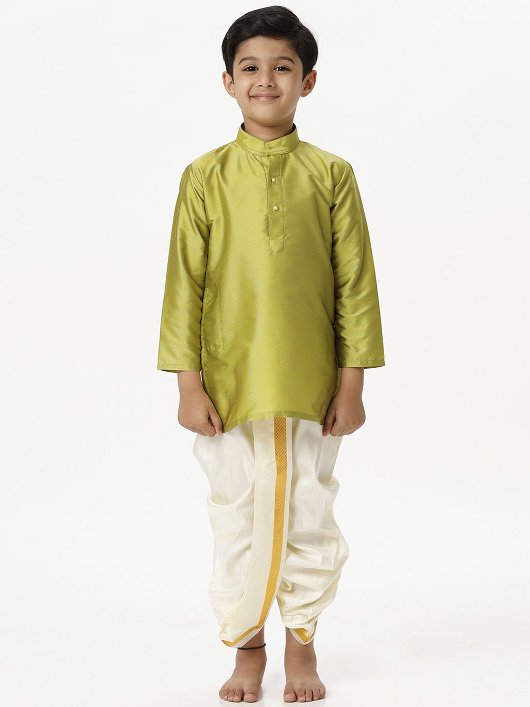 

Ramraj Boys Kurta With Panchakacham, Green