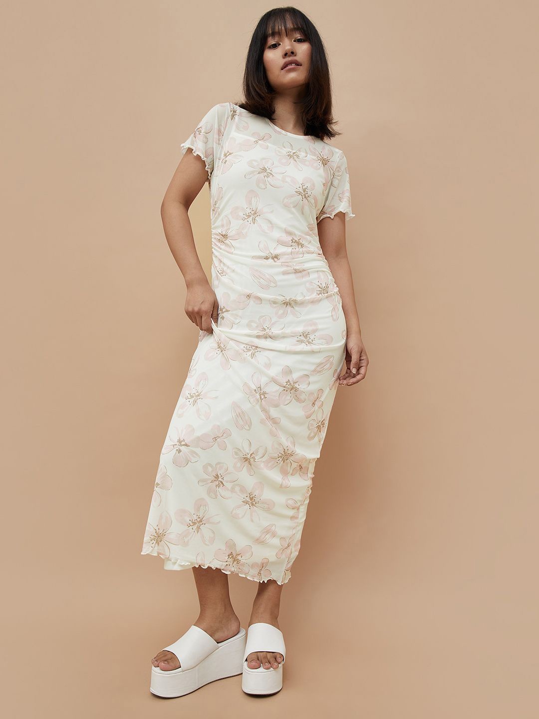 

Ginger by Lifestyle Floral Printed Maxi Dress, Off white
