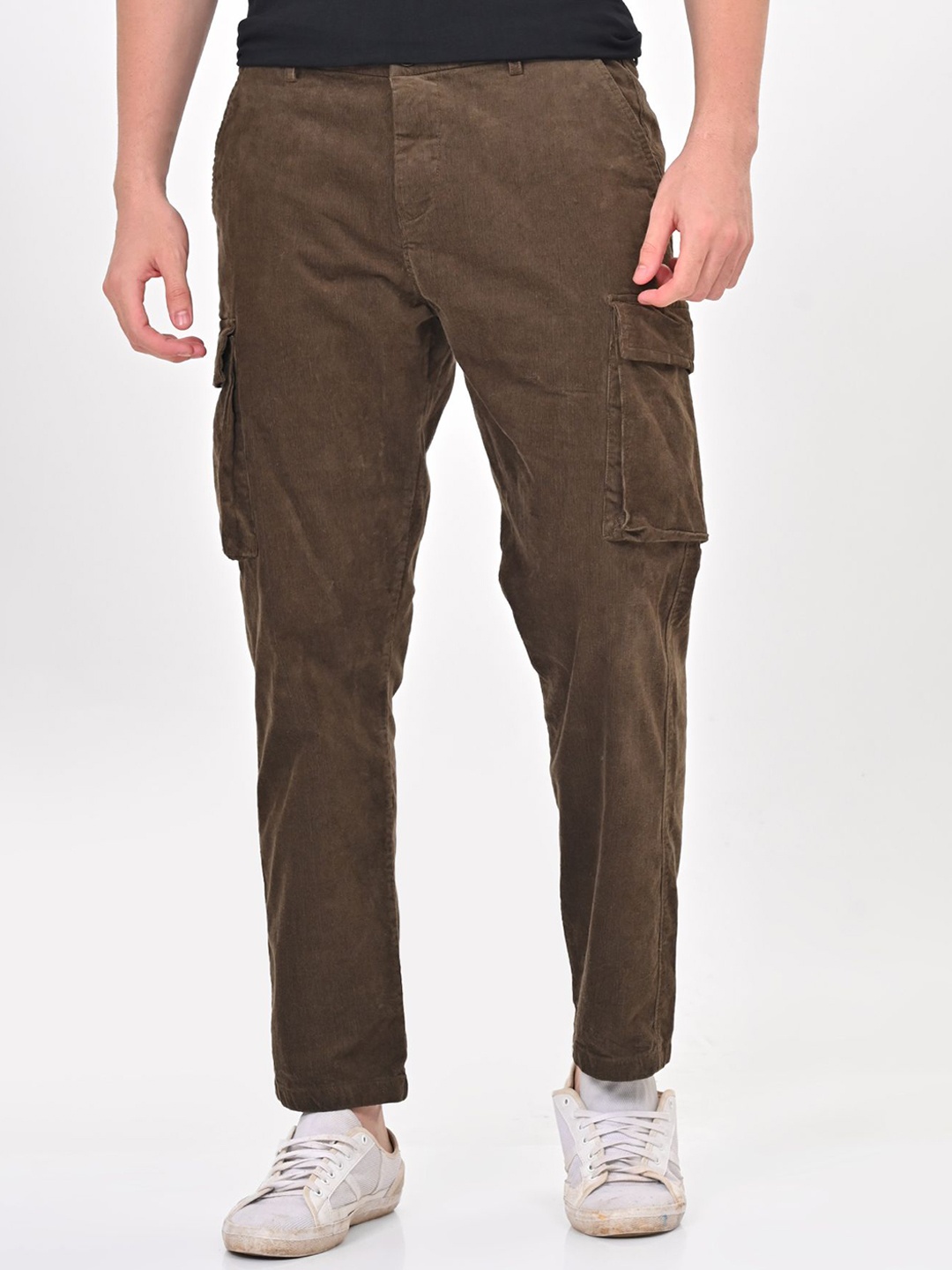 

POE Men Smart Slim Fit Cargos Trousers, Brown