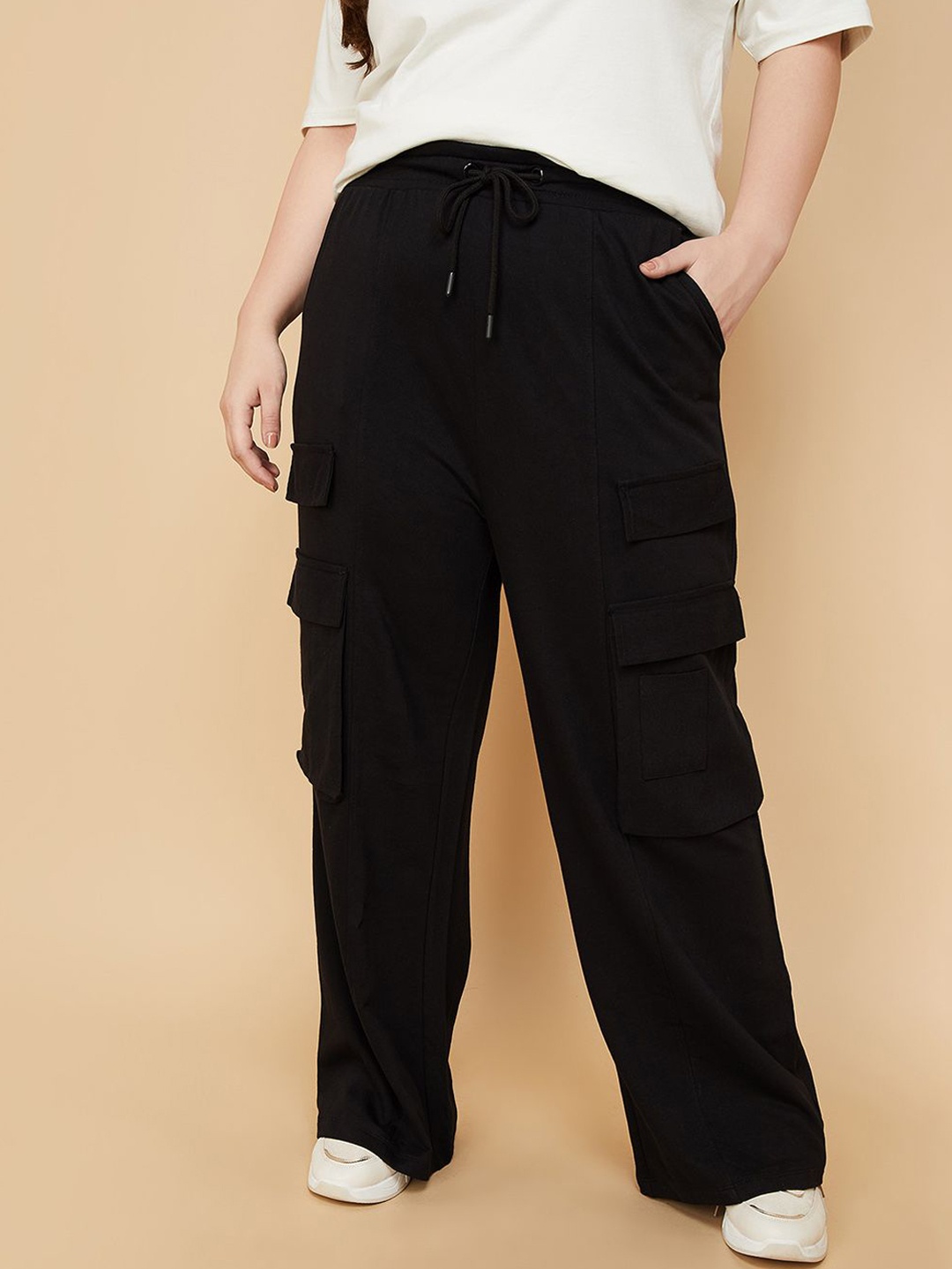 

max URB_N Women Relaxed Fit Cargo Track Pants, Black