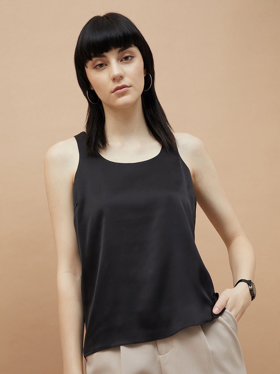 

CODE by Lifestyle Women Solid Scoop Neck Top, Black