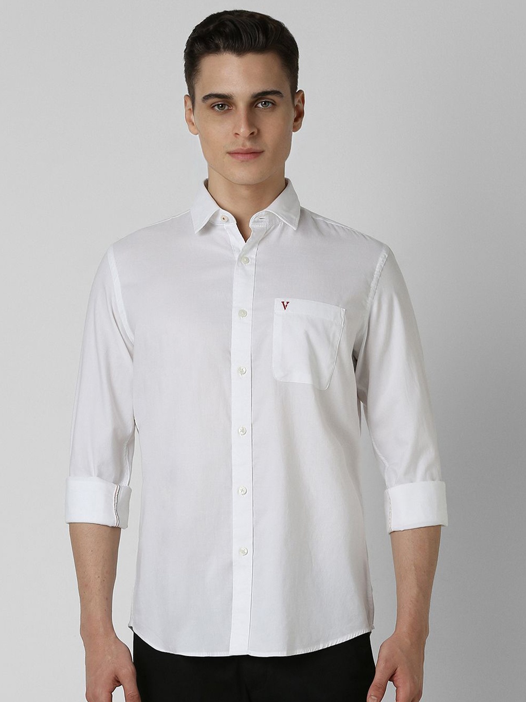 

Van Heusen Sport Men Spread Collar Solid Cotton Slim Fit Casual Shirt, White