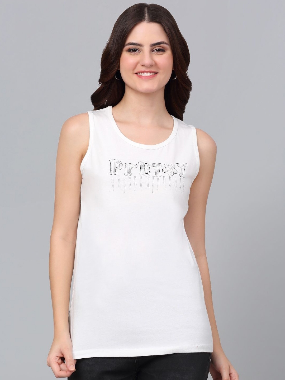 

Dressitude Women Solid Round Neck Pure Cotton T-Shirt, White
