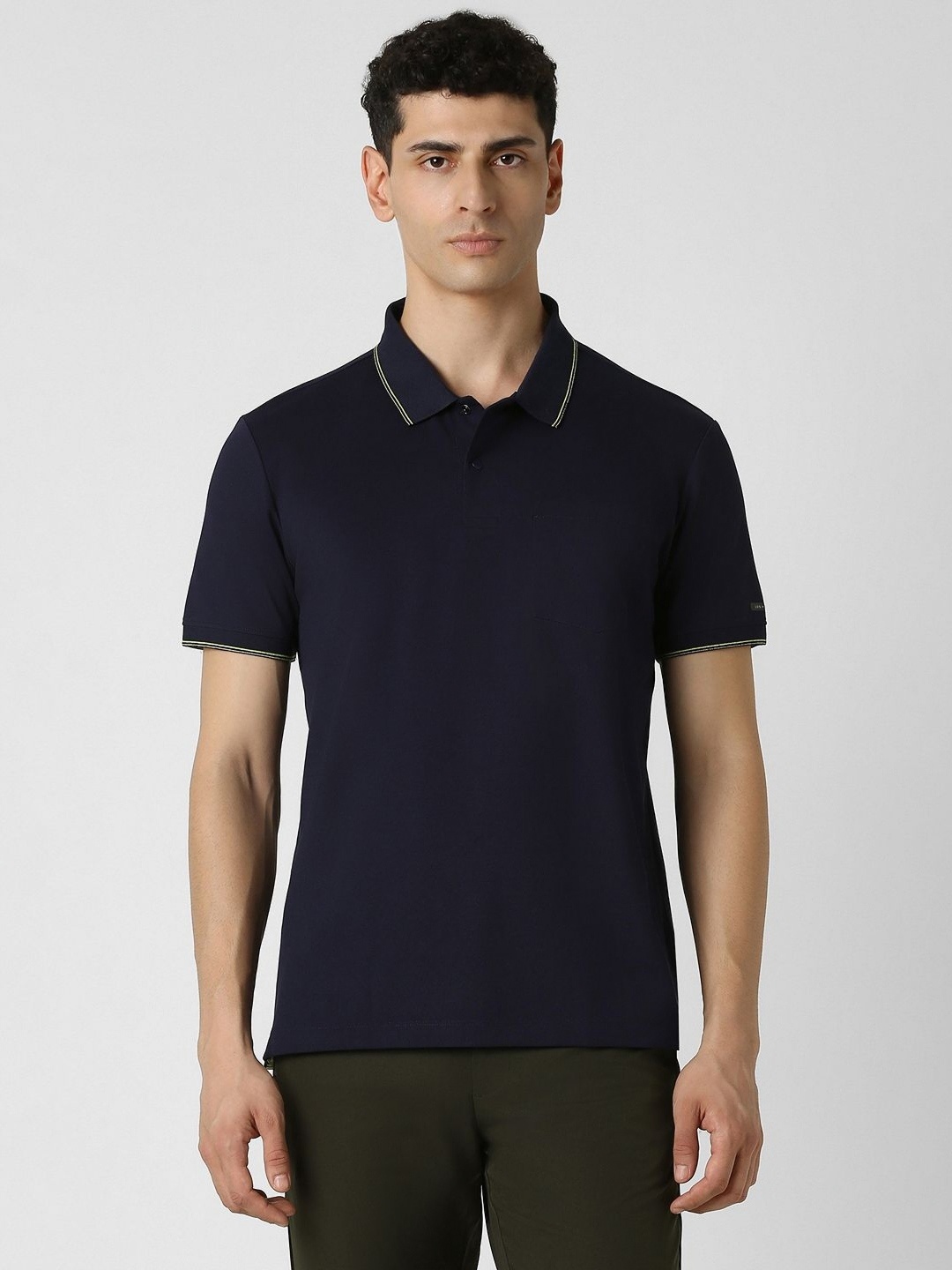 

Van Heusen Flex Men Solid Polo Collar Cotton T-shirt, Navy blue