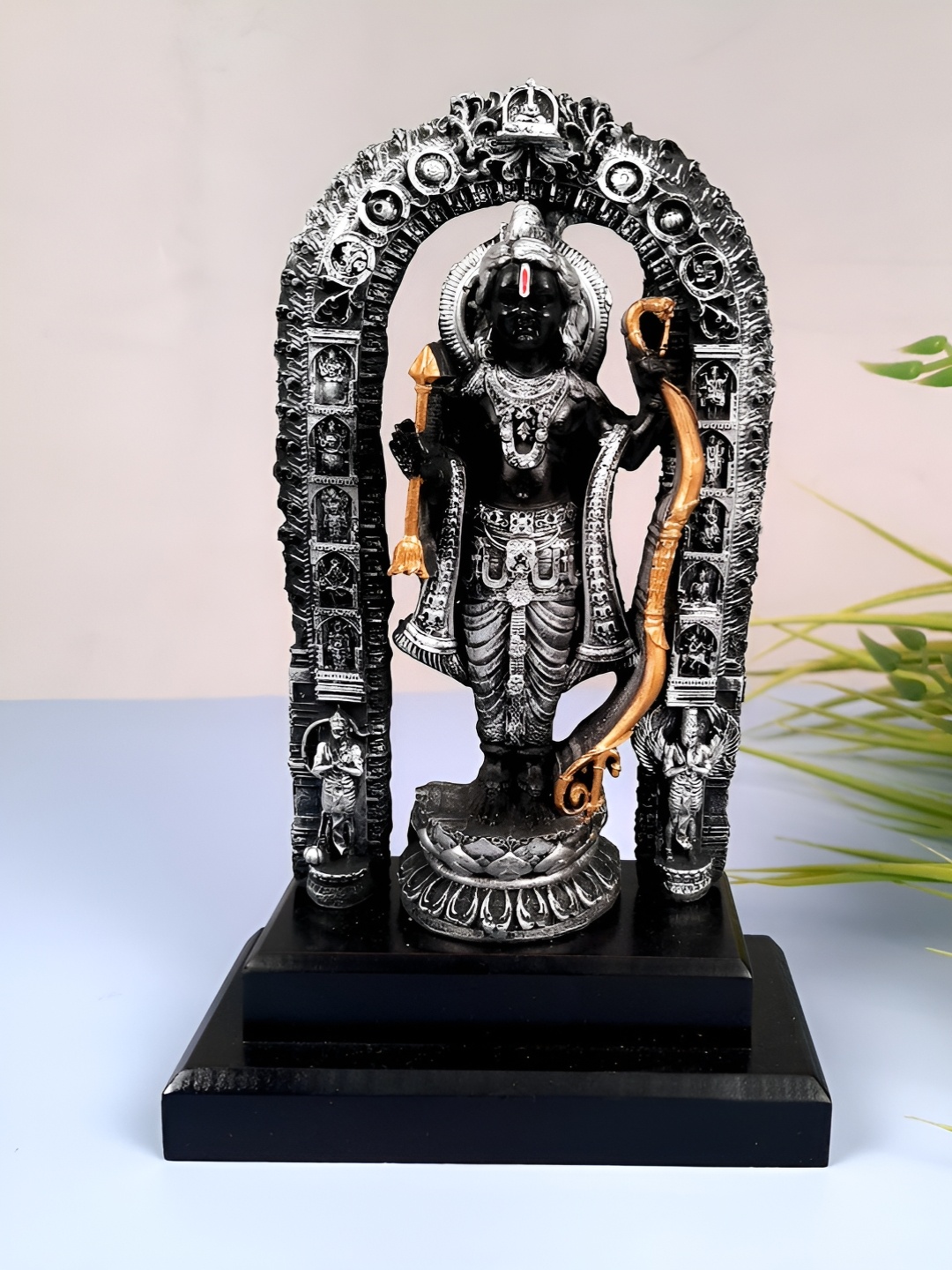 

apka mart Black & Silver Toned Ram Lalla Ayodhya Mandir Idol Showpiece