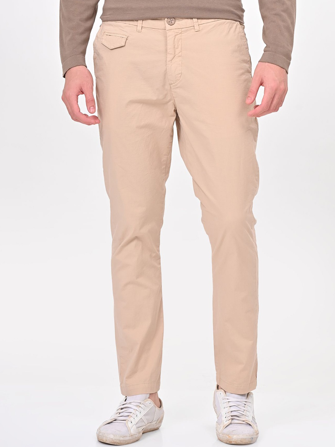 

POE Men Smart Slim Fit Chinos Trousers, Beige