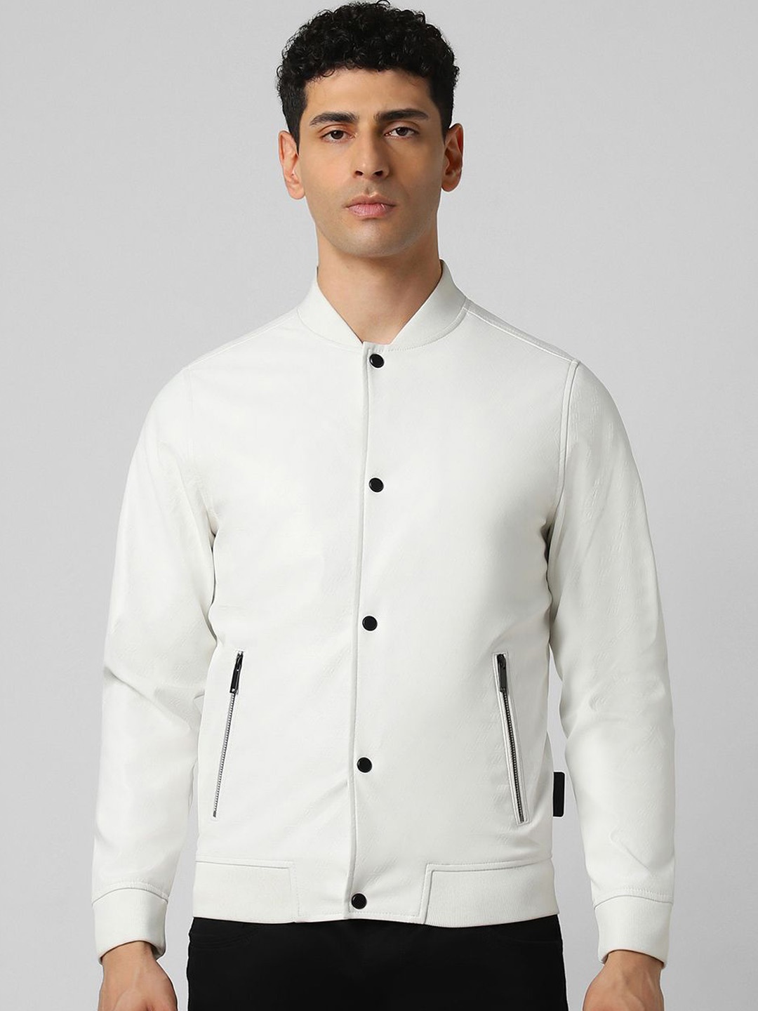

V Dot Men Geometric Open Front Jacket, White