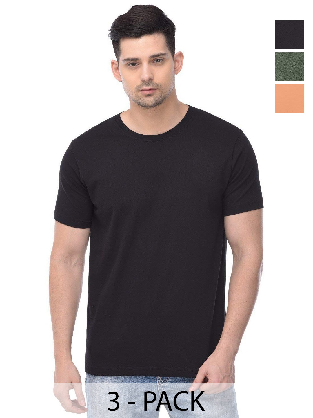 

COLOR CAPITAL Unisex Pack Of 3 Cotton T-Shirts, Na
