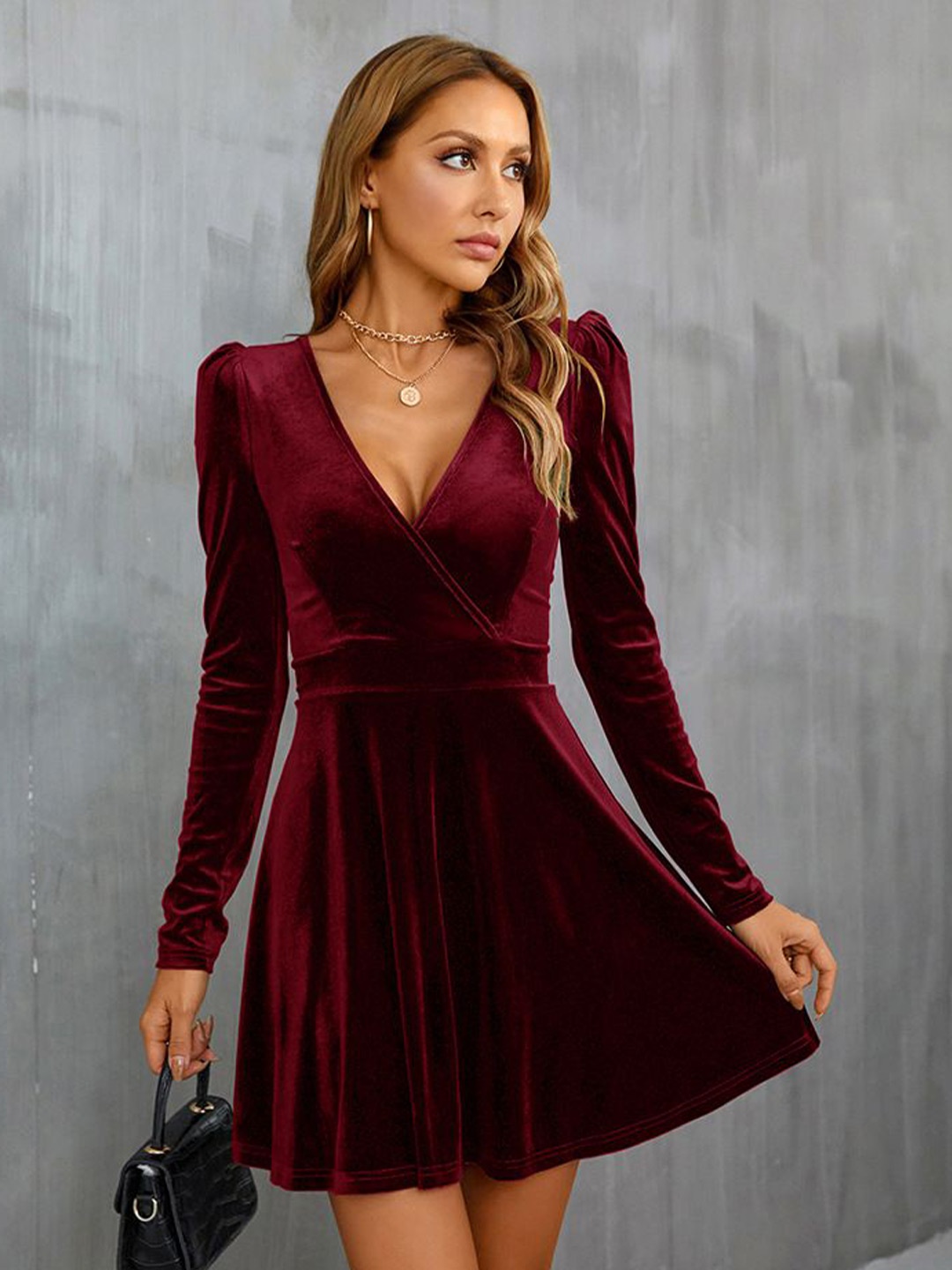 

StyleCast Solid Velvet A-Line Dress, Violet