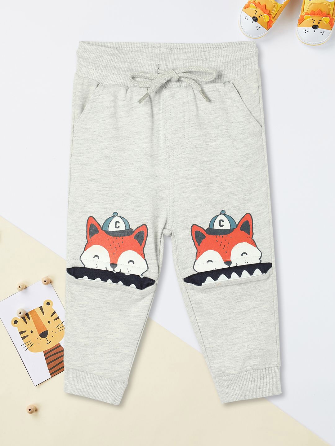 

max Boys Printed Mid Rise Joggers, Grey