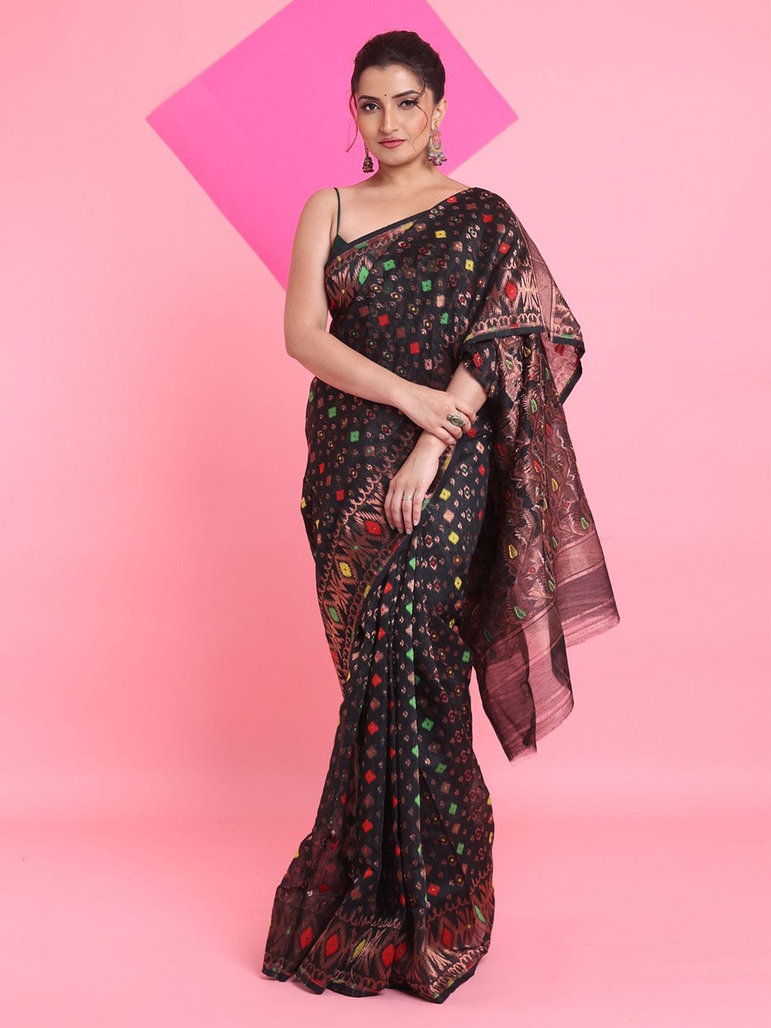 

Arhi Woven Design Zari Jamdani Saree, Black