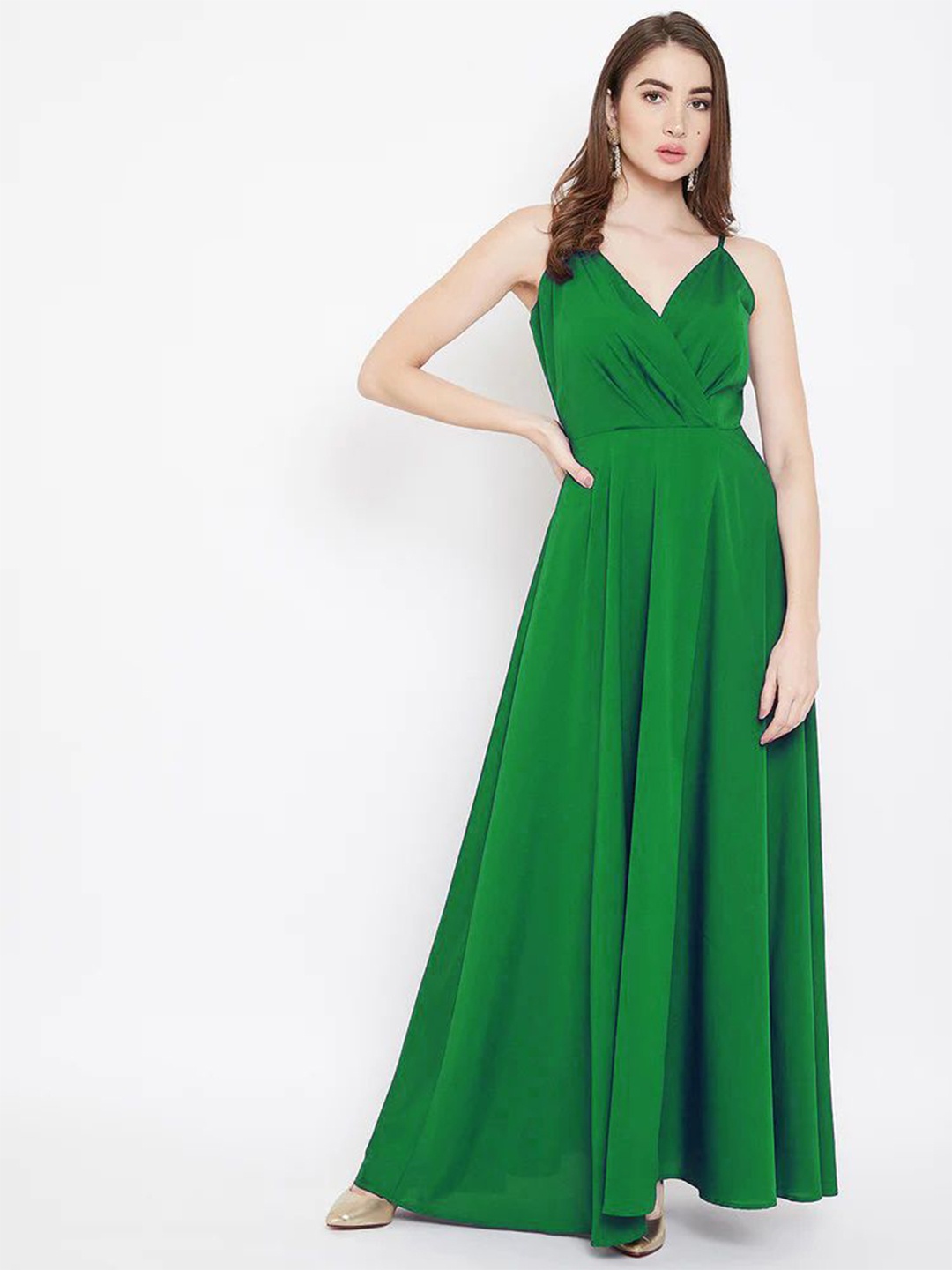 

KALINI Shoulder Strap Wrap Maxi Dress, Green