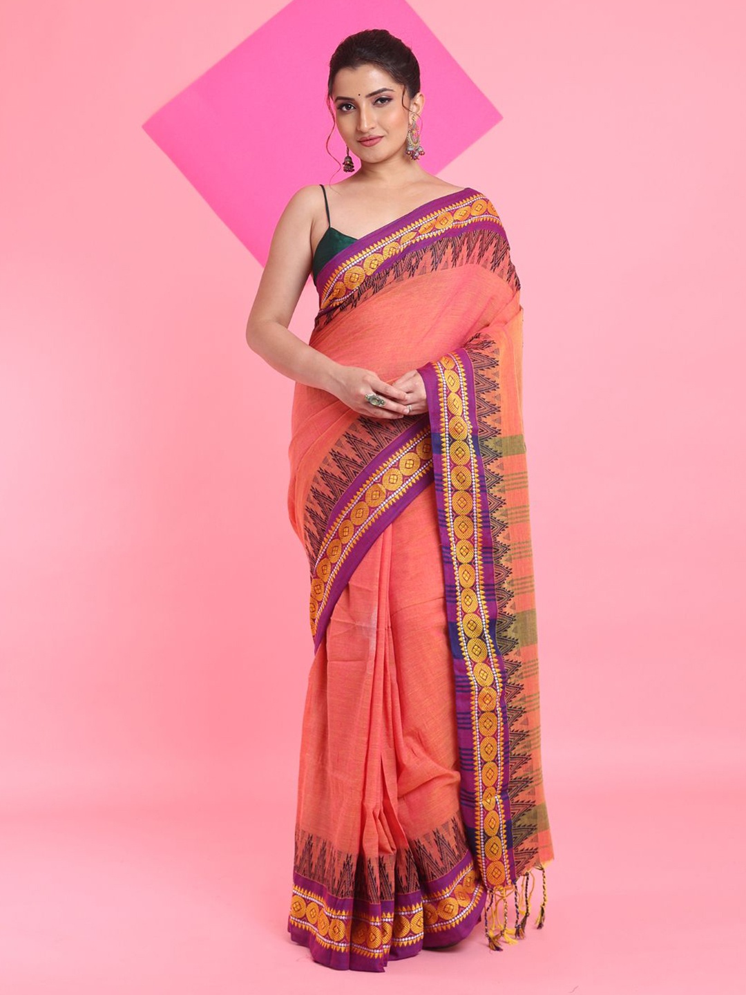 

Arhi Woven Design Pure Cotton Saree, Peach
