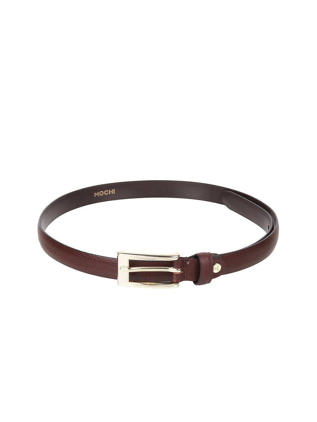 

Mochi Women Textured Tang Closure Leather Belt, Brown