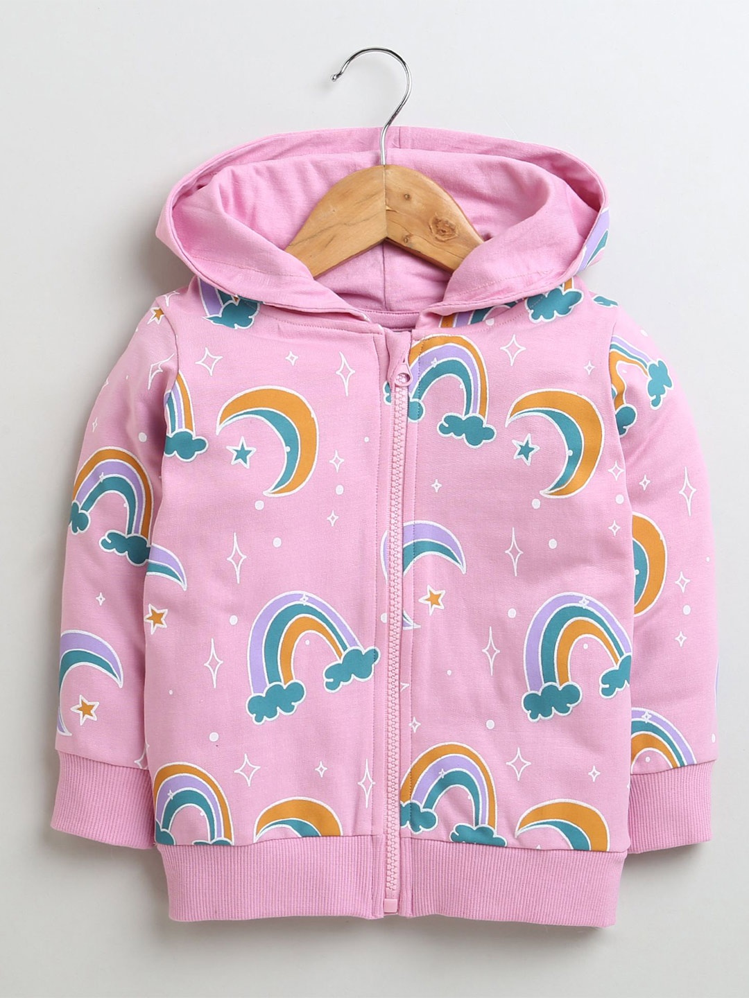 

BUMZEE Girls Printed Hooded Cotton Sweatshirt, Pink
