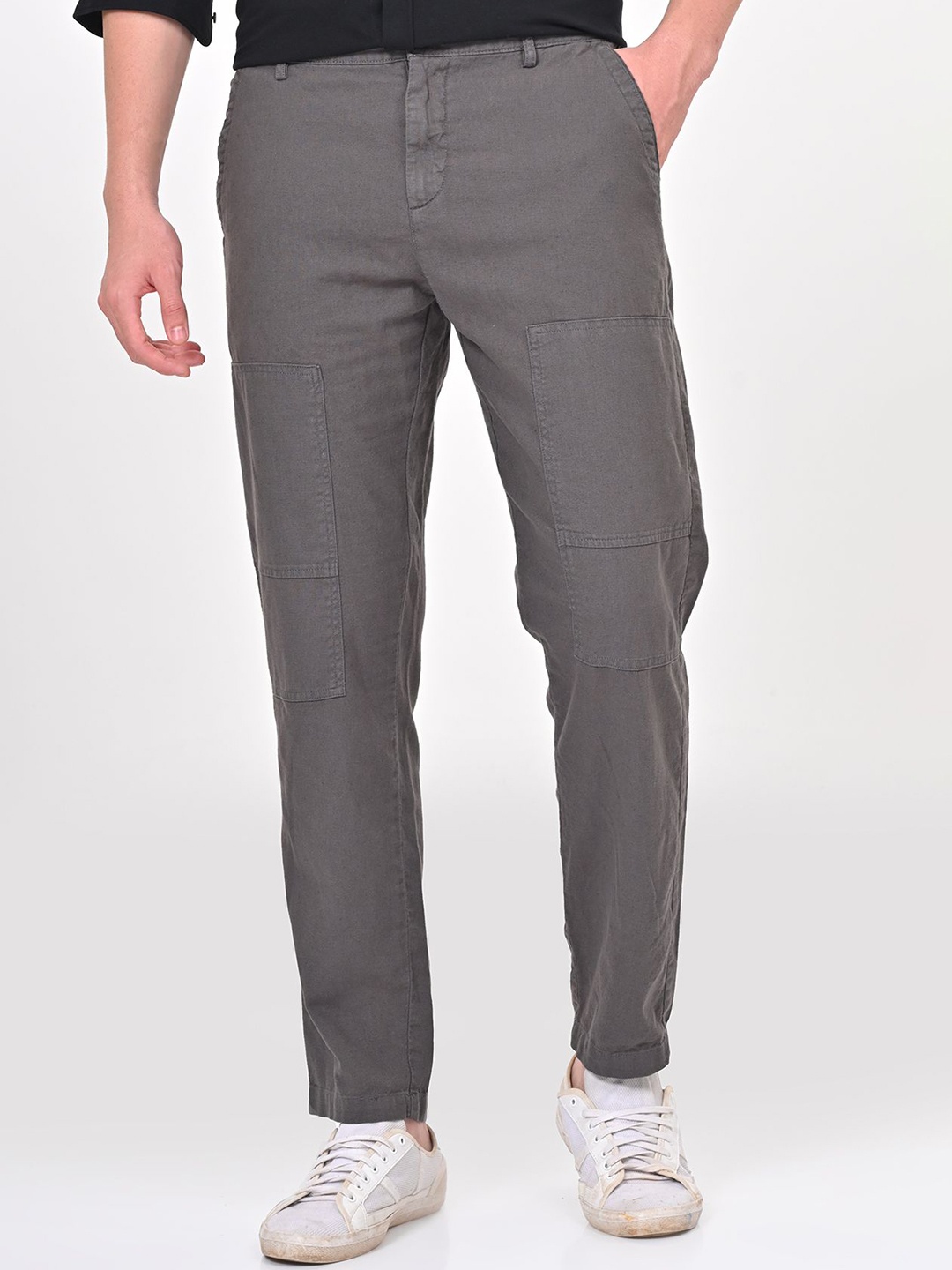 

POE Men Smart Slim Fit Chinos Trousers, Grey