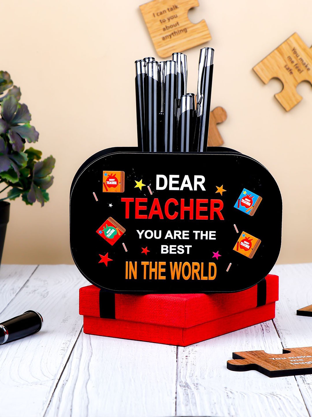 

Archies Dear Teacher Printed Penstand with Beautiful Greeting Card, Black