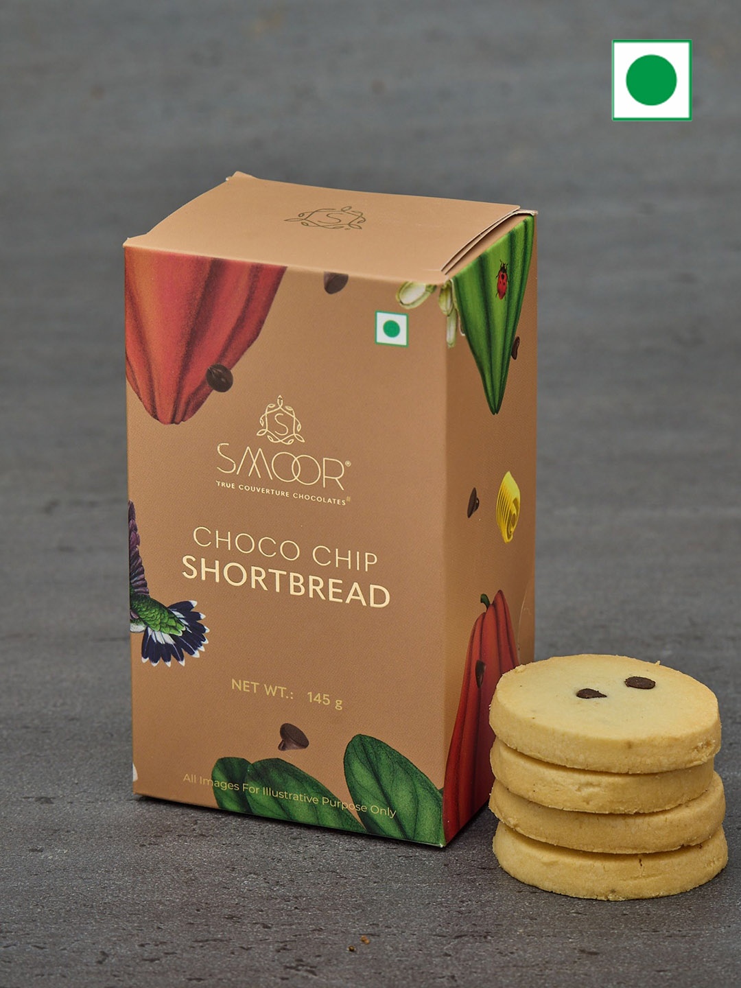 

SMOOR Chocochip Shortbread Cookies - 145g, Brown