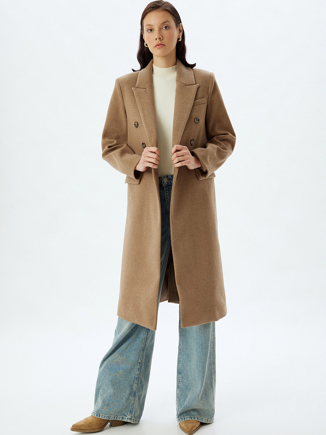 

Koton Single-Breasted Overcoats, Beige