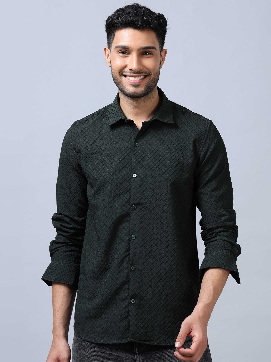 

SORATIA Men Opaque Printed Casual Shirt, Green