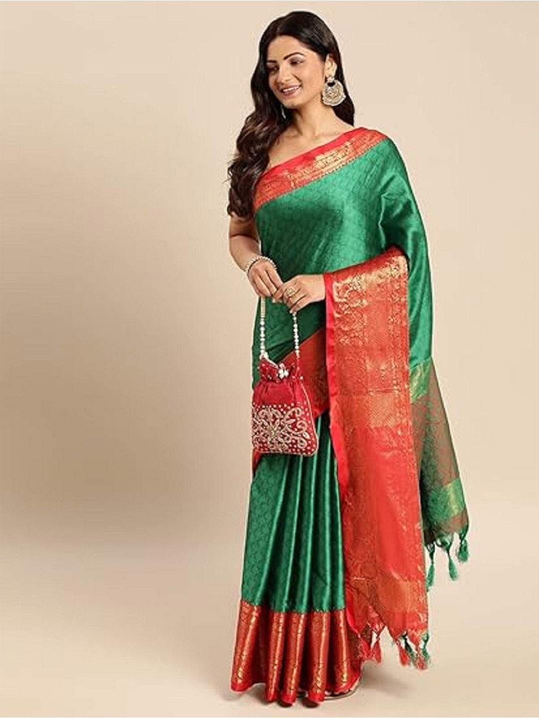 

Aika Woven Design Zari Banarasi Saree, Red