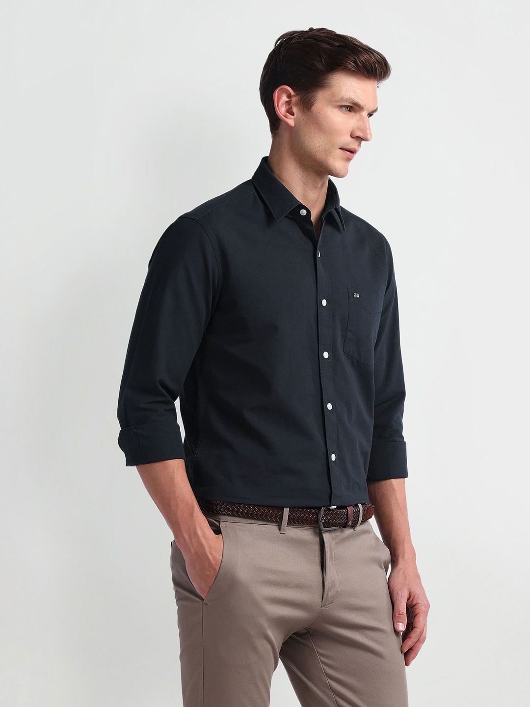 

Arrow Sport Men Smart Spread Collar Solid Cotton Slim Fit Casual Shirt, Blue