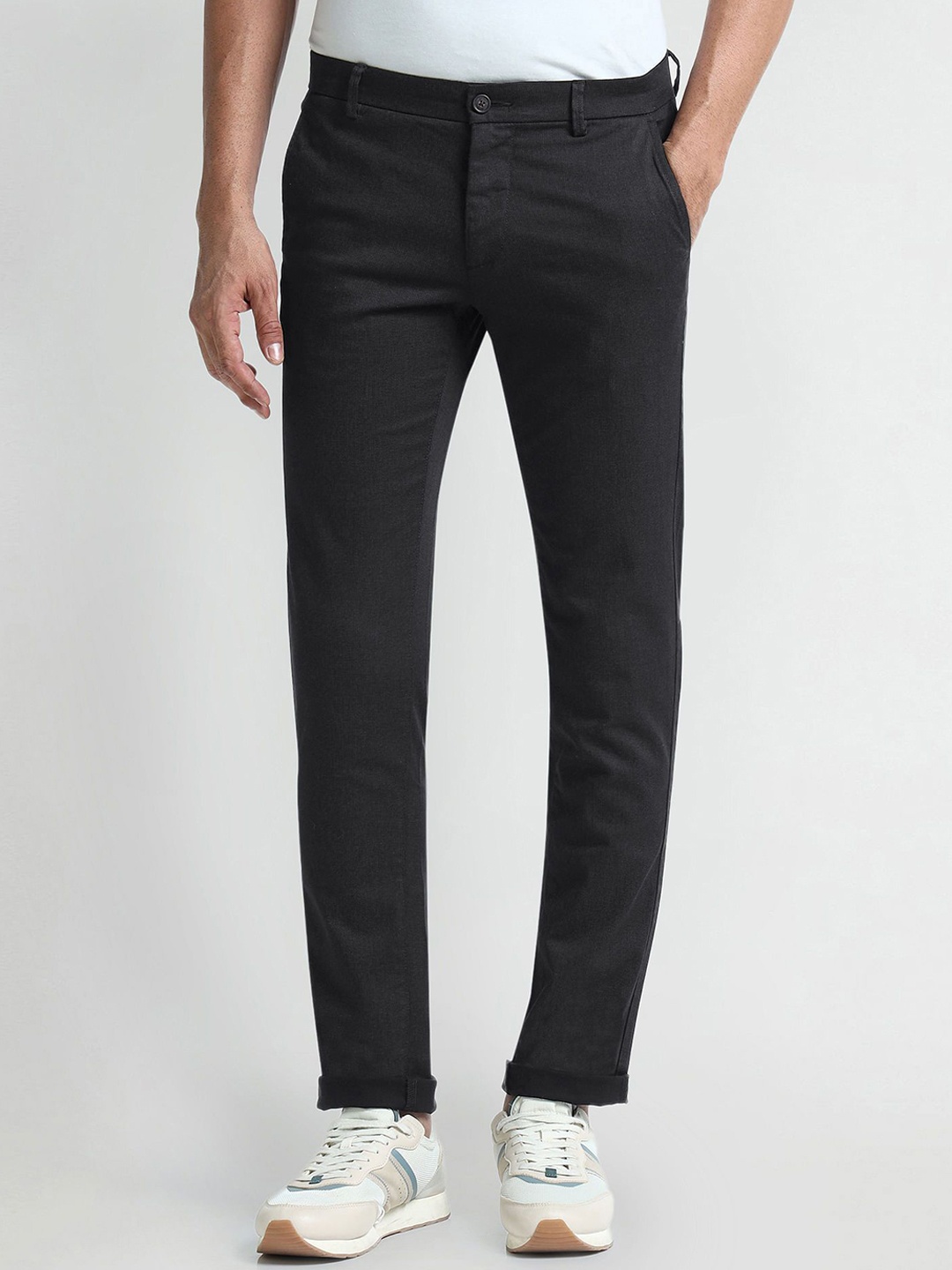 

Arrow Sport Men Slim Fit Regular Trousers, Black