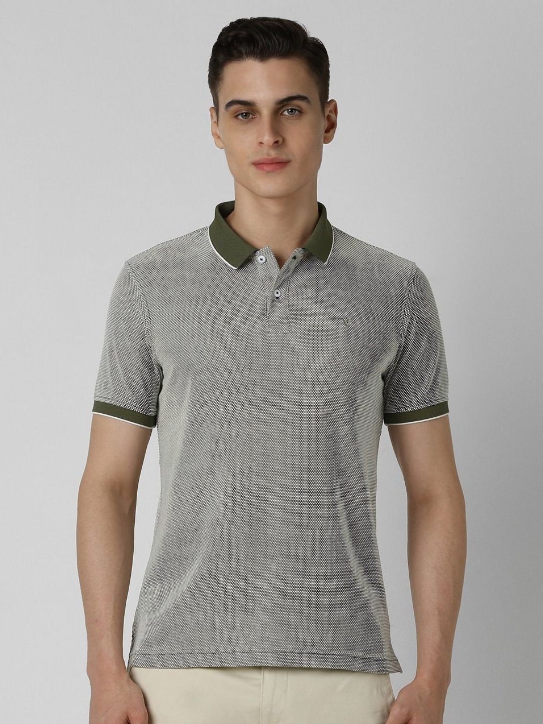 

Van Heusen Sport Men Geometric Printed Polo Collar Cotton T-shirt, Grey