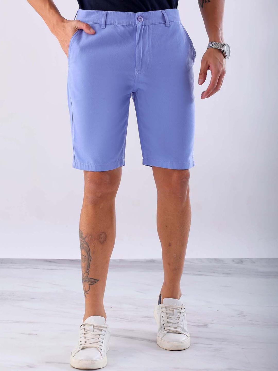 

Hardsoda by The Indian Garage Co Men Slim Fit Chino Shorts, Blue