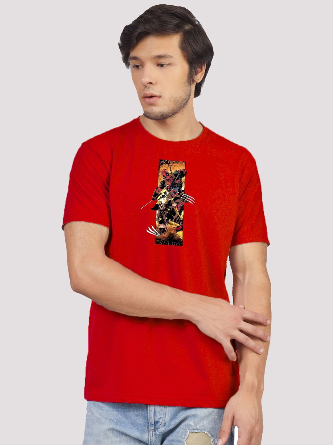 

Greylongg Men Printed Applique T-shirt, Red