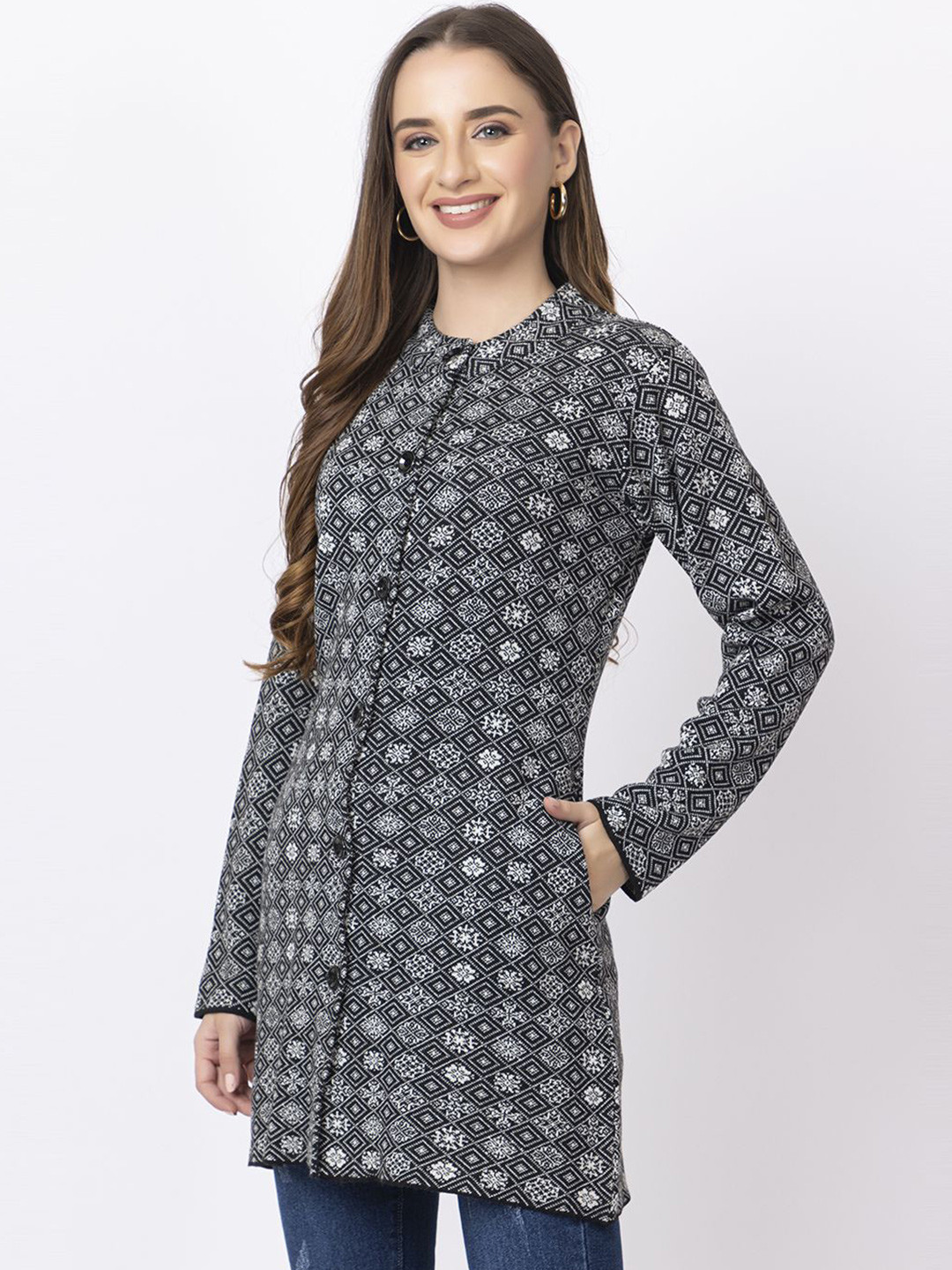 

Anouk Women Printed Cardigan, Black