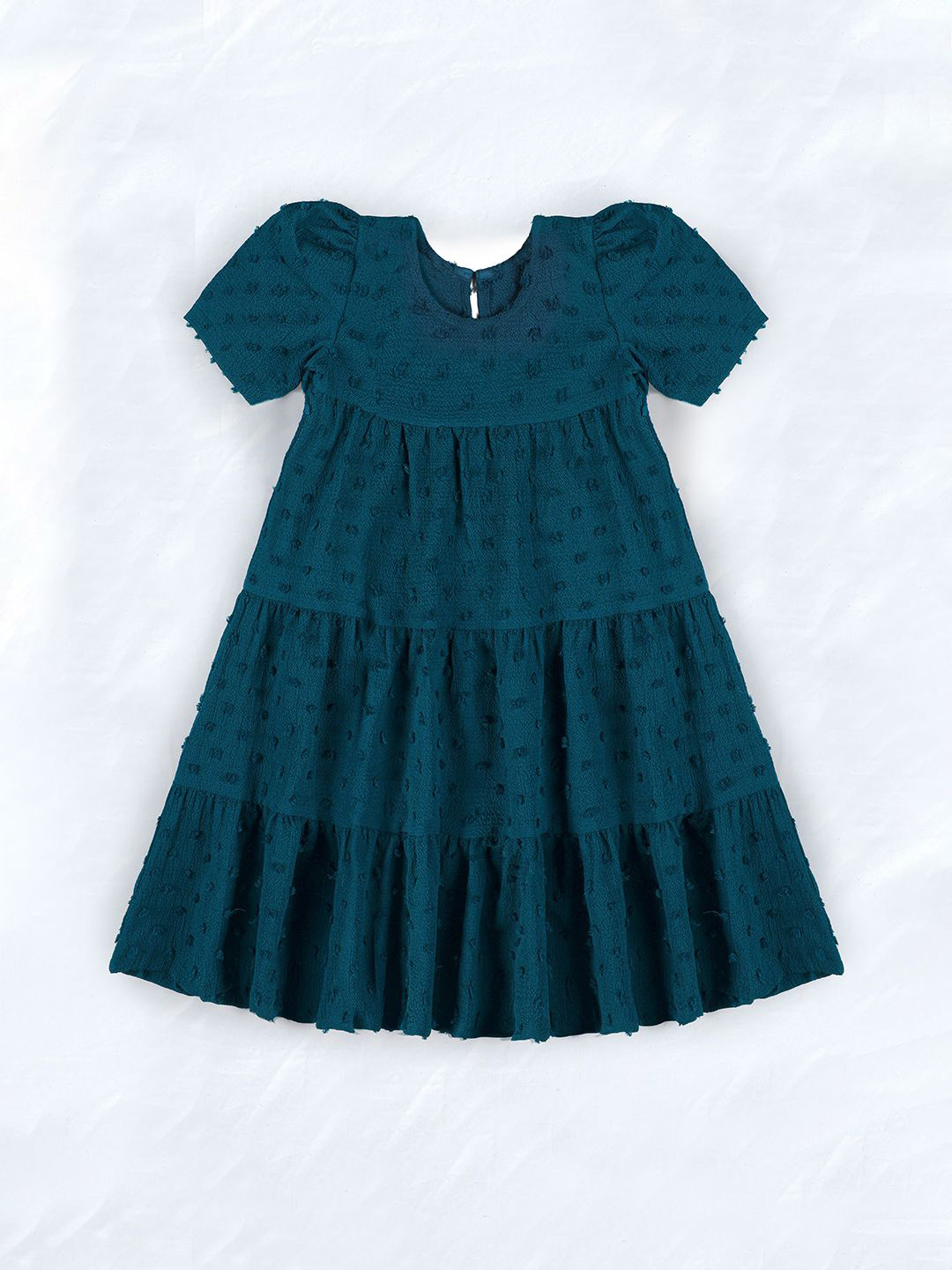 

OMPAX Puff Sleeve A-Line Dress, Blue
