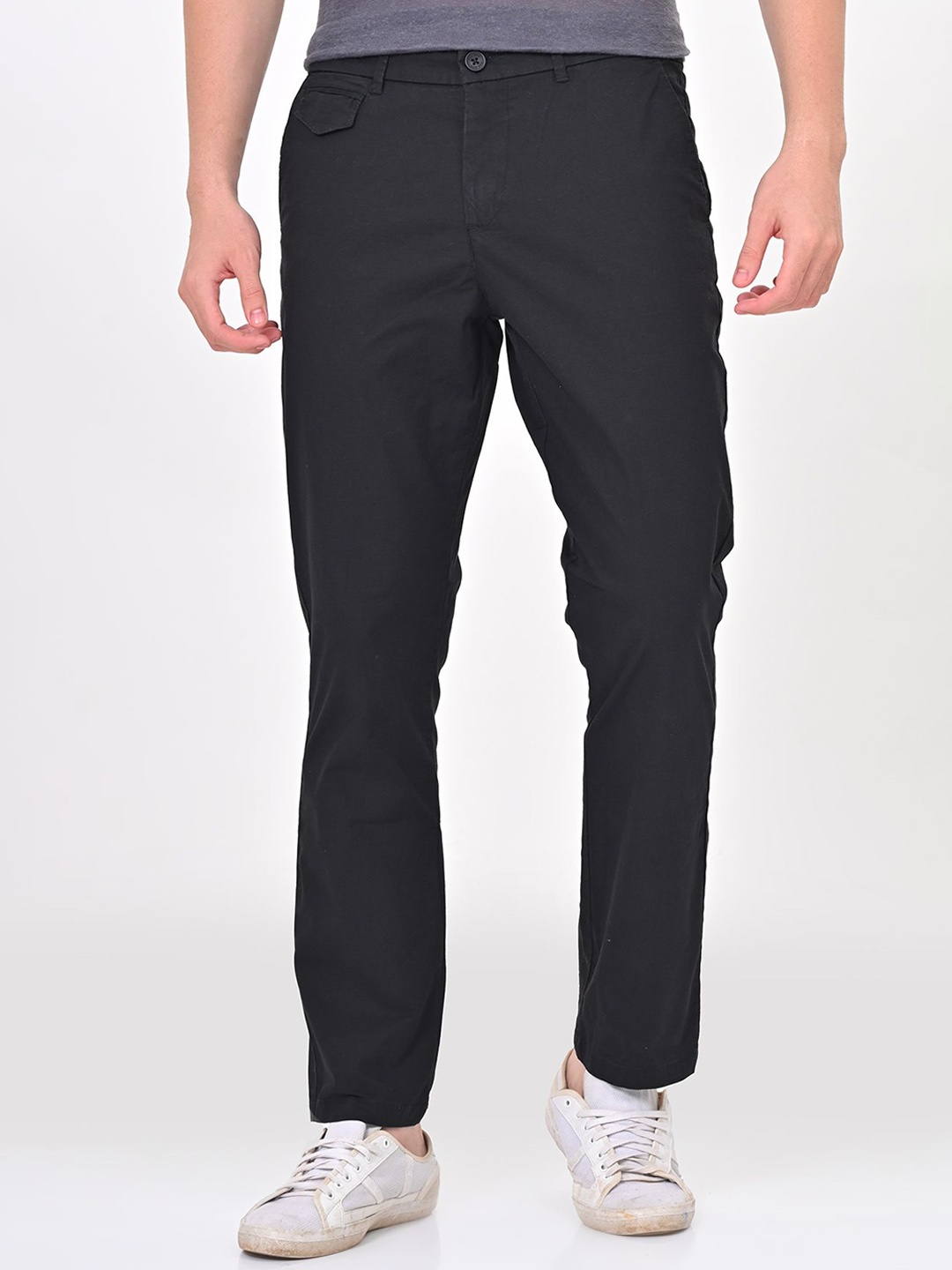 

POE Men Smart Slim Fit Chinos Trousers, Black