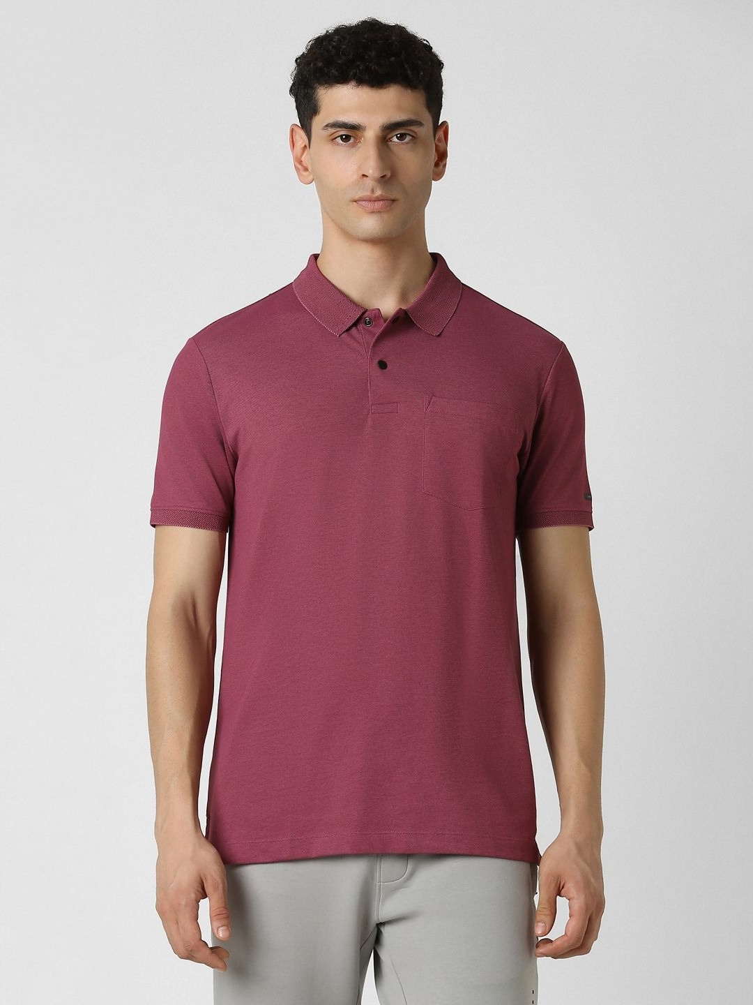 

Van Heusen Flex Men Solid Polo Collar Cotton T-shirt, Pink