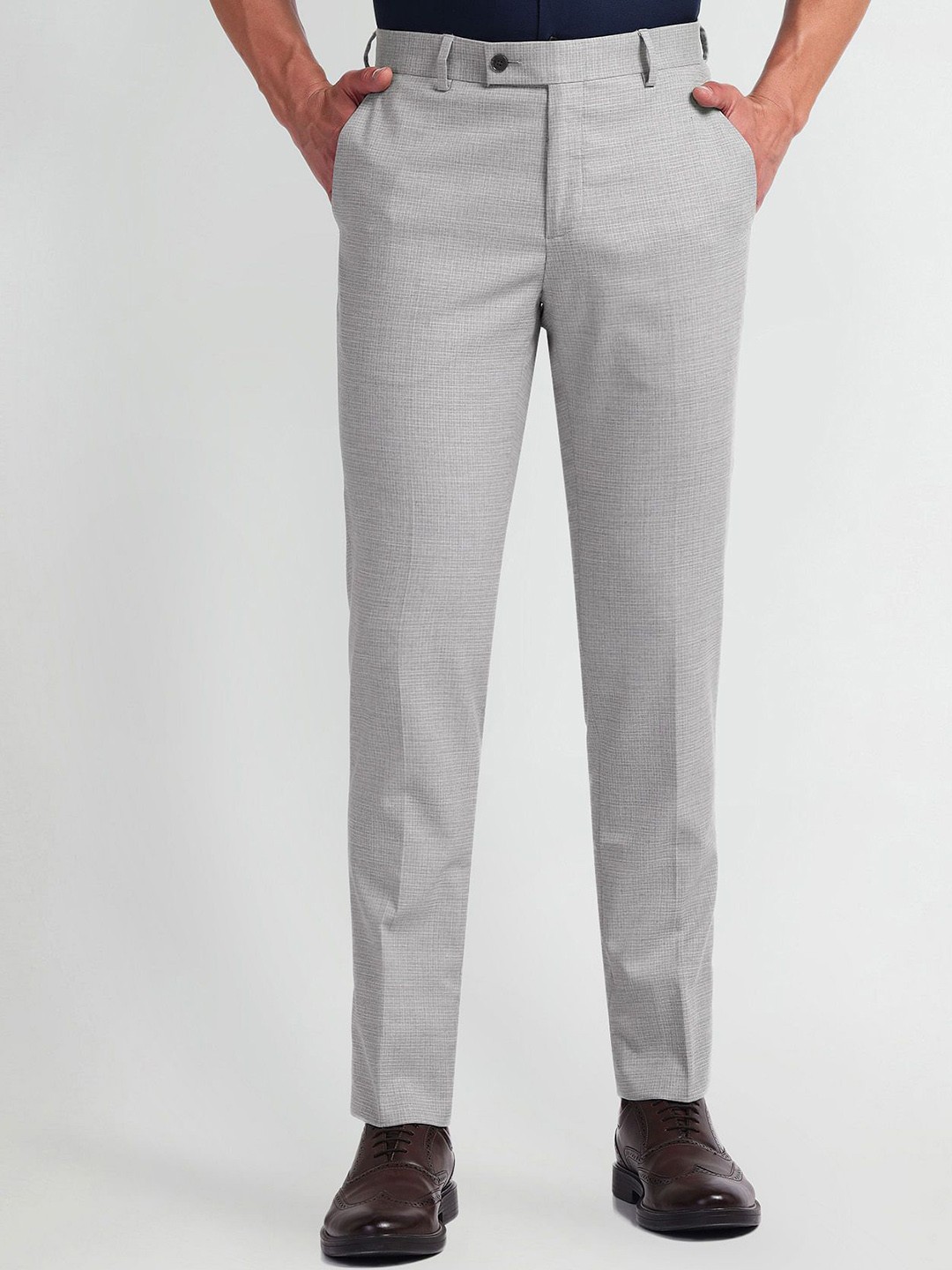 

Arrow Men Solid Slim Fit Trousers, Grey