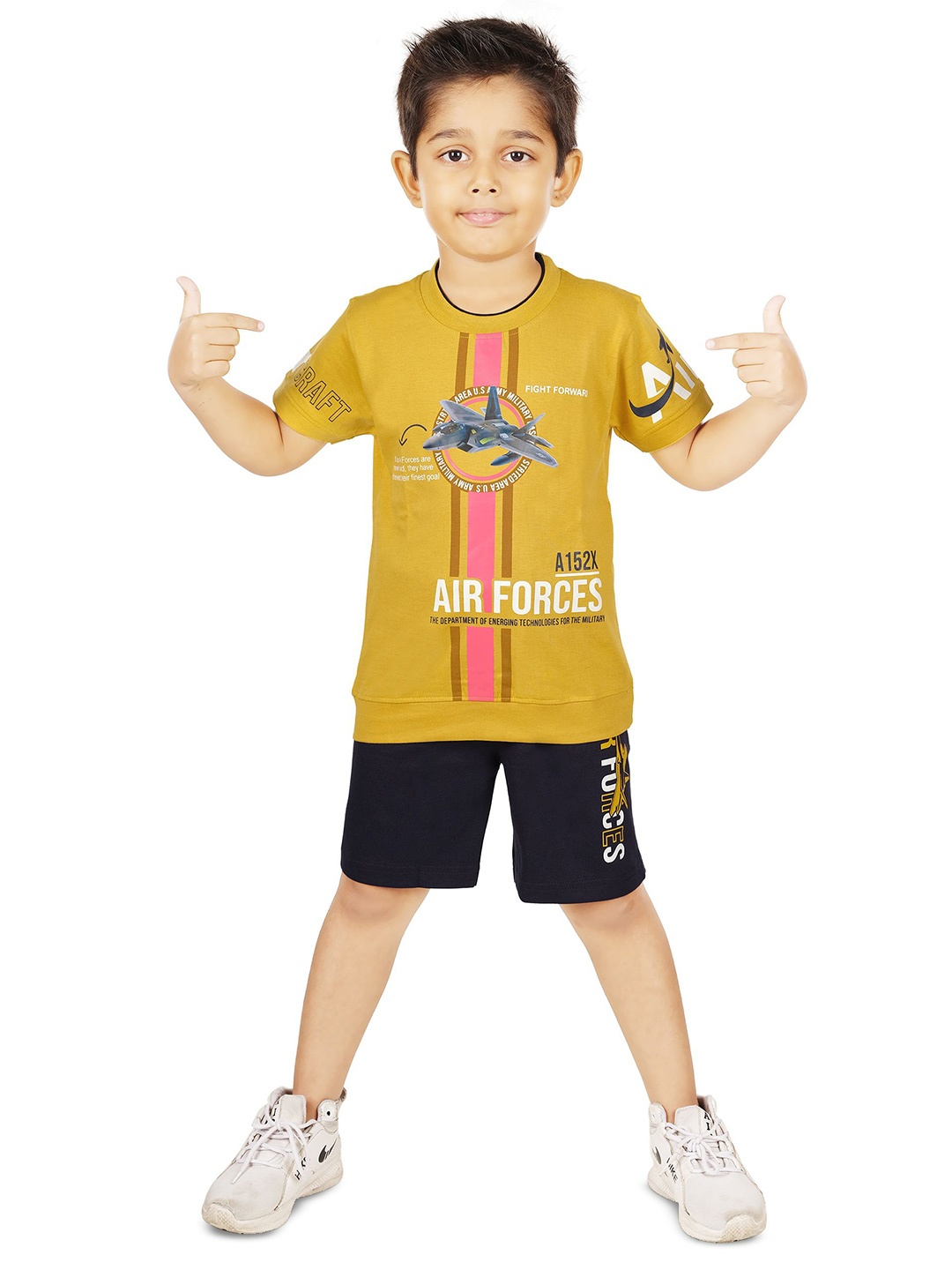 

BAESD Boys Printed Pure Cotton T-shirt With Shorts, Yellow
