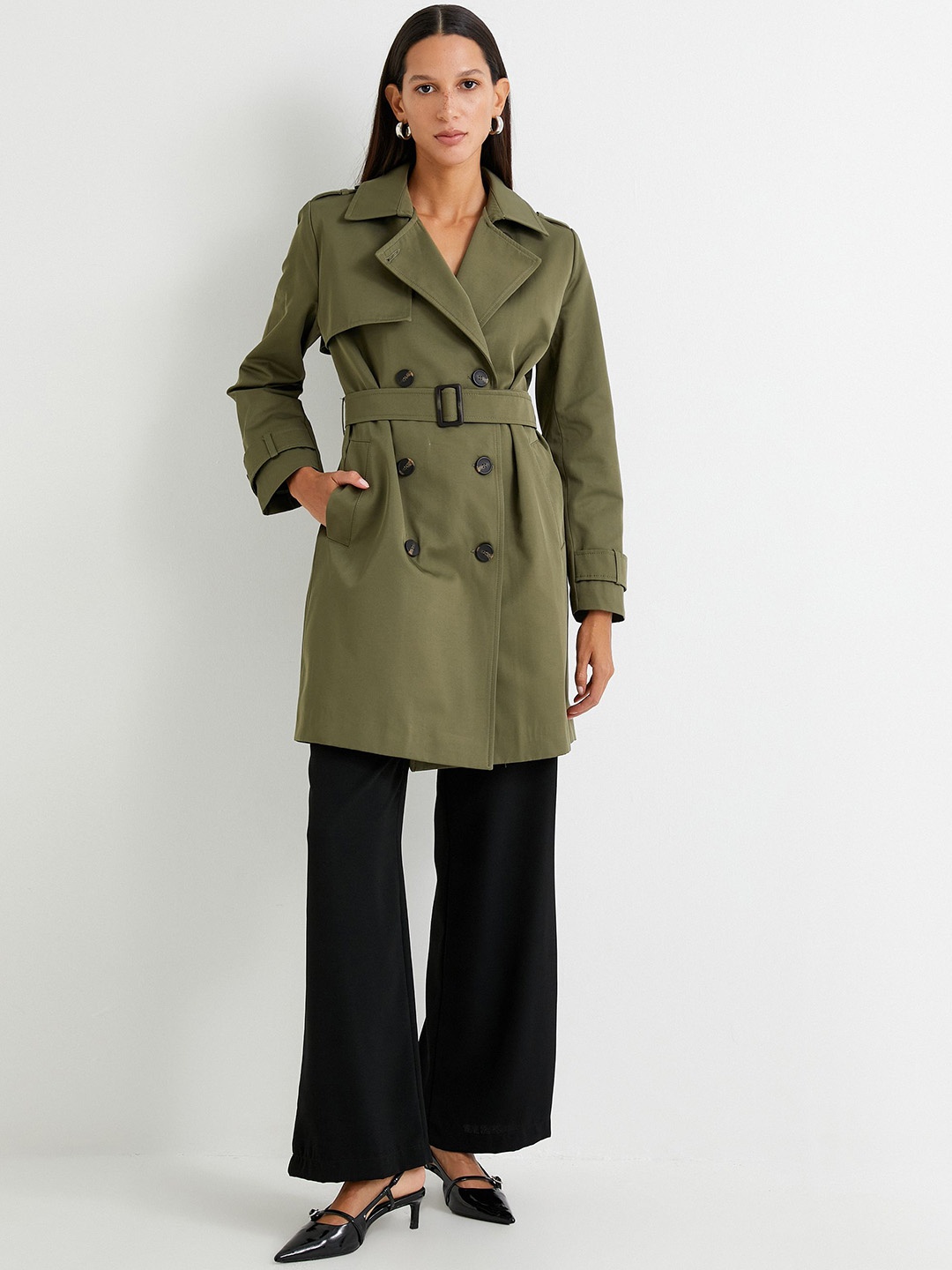 

Koton Women Longline Tailored Jacket, Khaki