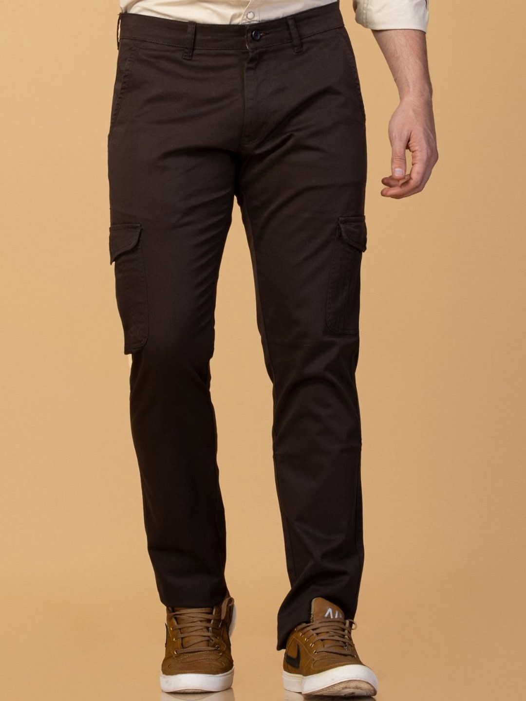 

USMC Men Cotton Comfort Slim Fit Cargos Trousers, Brown