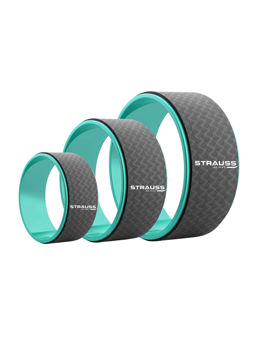 

STRAUSS Set Of 3 Yoga Wheel Foam Roller Workout Accessories, Grey