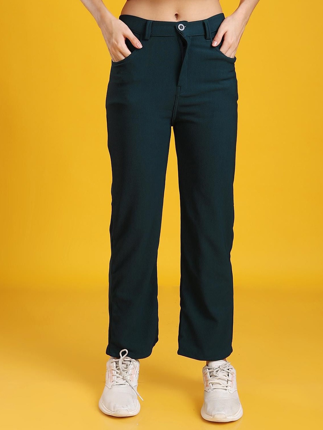 

The Dance Bible Women Relaxed Straight Fit Easy Wash Trousers, Green
