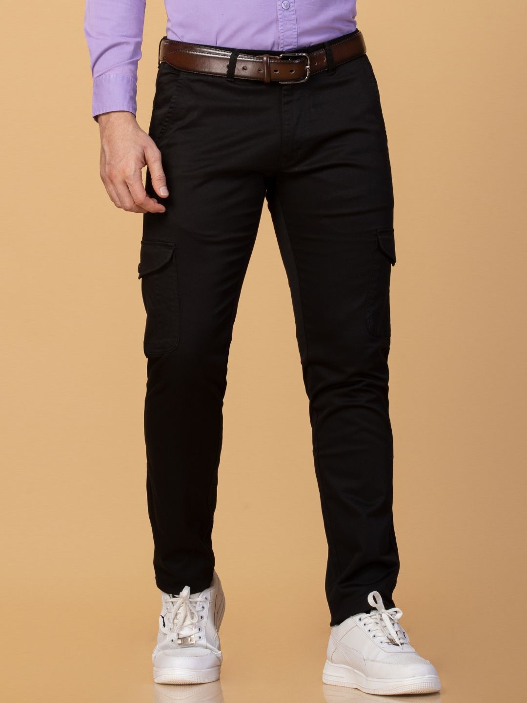 

USMC Men Comfort Slim Fit Cargos Trousers, Black