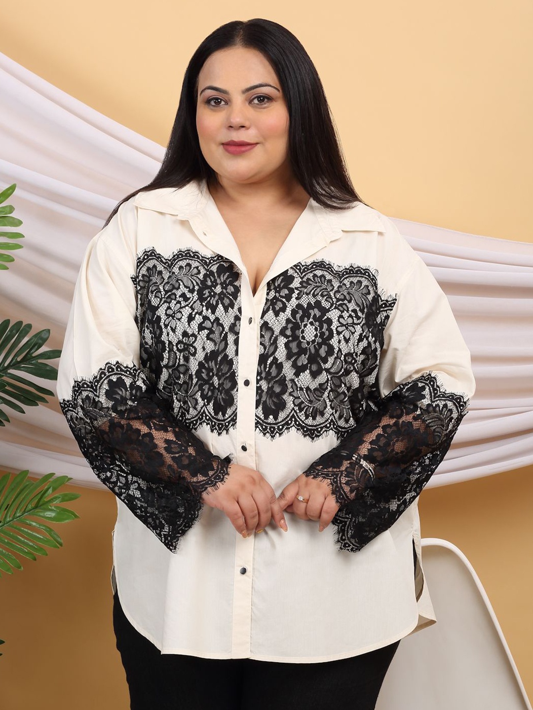 

sindrellastorie Women Solid Shirt Collar Cotton Top, Off white