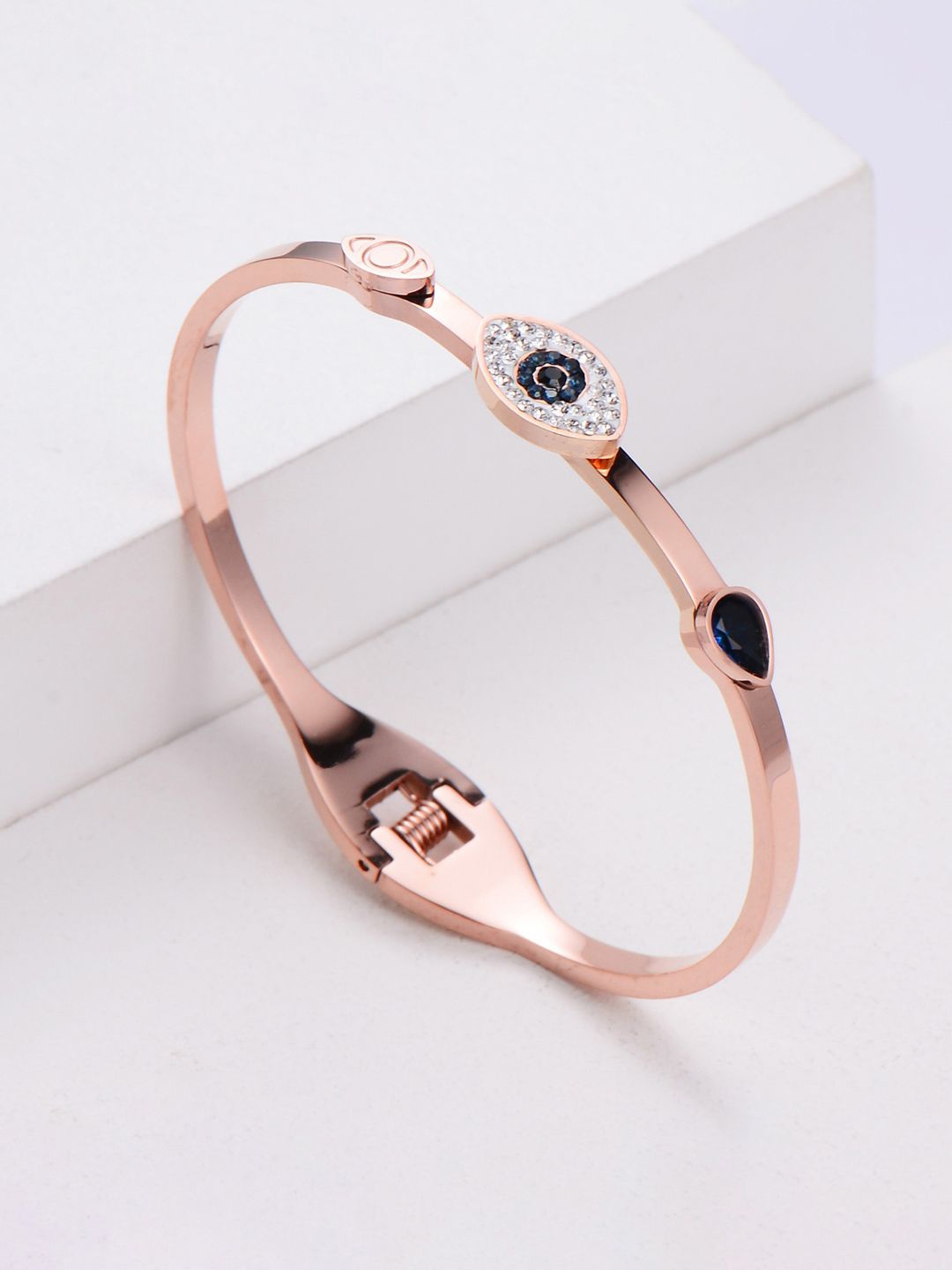 

Designs & You Rose Gold Plated Stainless Steel AD Bangle Style Bracelet