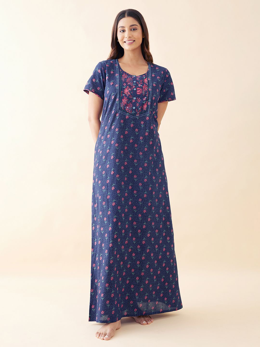 

Maybell Women Ditsy Floral Printed Maxi Nightdress, Blue